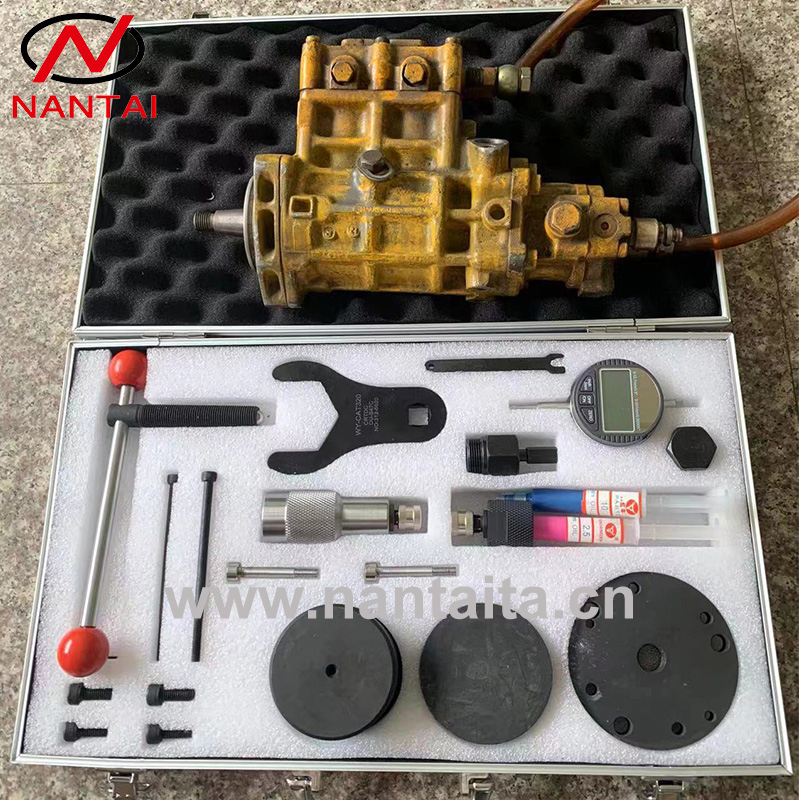 CAT 320D common rail pump disassembly, solenoid valve stroke measurement, control valve sealing surface grinding tool set